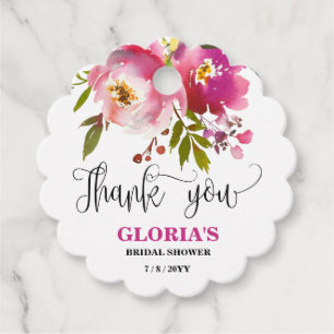 Lila florales Brautparty Vorzugstriche Geschenkanhänger