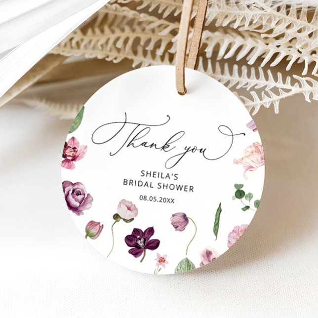 Lila florales Brautparty Vorzugstriche Geschenkanhänger (Von Creator hochgeladen)