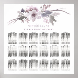 Lila florales Elegant 18 Tafelsitzplan Poster