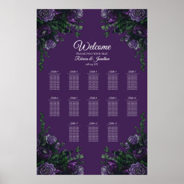 Lila florales Elegant Hochzeitgotik Poster