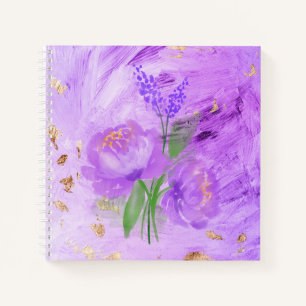 Lila florales Elegantes Abstraktes Notebook Notizbuch
