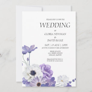 Lila florales Elegantes Hochzeitsempfang Einladung