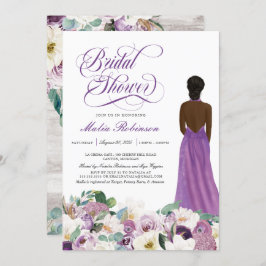 Lila florales Elegantes Hochzeitssorgen Brautparty Einladung