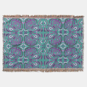 Lila, florales, feminines Blumenmuster auf Türkis Decke