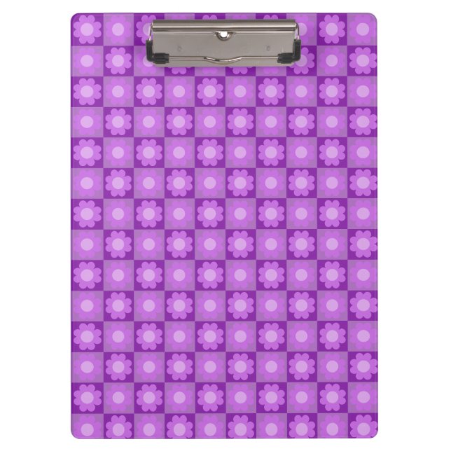 Lila florales geometrisches Muster Klemmbrett (Vorderseite)