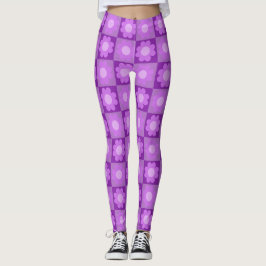 Lila florales geometrisches Muster Leggings