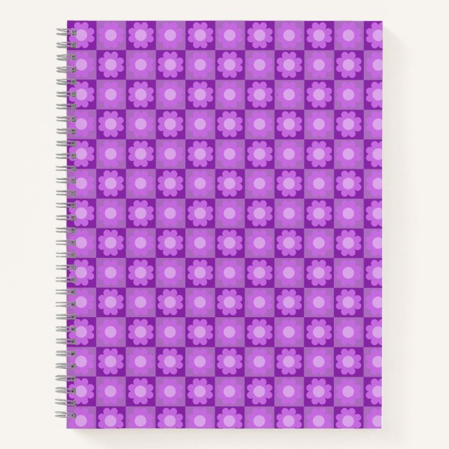 Lila florales geometrisches Muster Notizbuch (Vorderseite)
