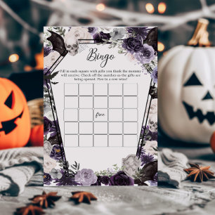 Lila florales Gothic Baby Shower Bingo Game
