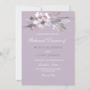 Lila florales Hochzeitessen Probe Einladung