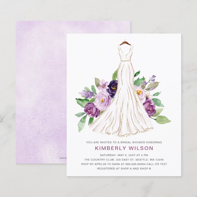 Lila florales Hochzeitskleid Brautparty (Vorne/Hinten)