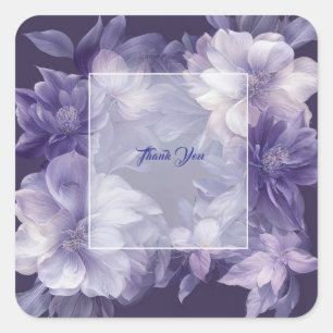 Lila Florales monochromes Wasserfarben-Quadrat-Rah Quadratischer Aufkleber