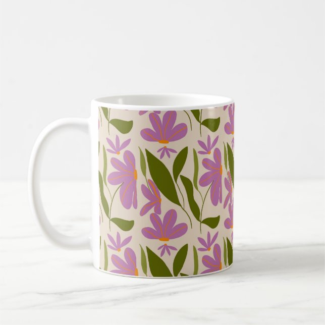 Lila florales nahtloses Muster - elegant botanisch Kaffeetasse (Links)