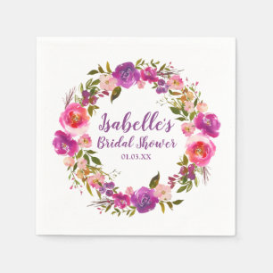 Lila, florales Personalisiertes Brautparty Serviette