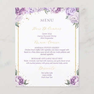 Lila florales Quinceñera Budget Friendly Menu