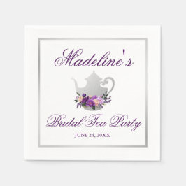 Lila florales Silver Brautparty Tee Party Serviette