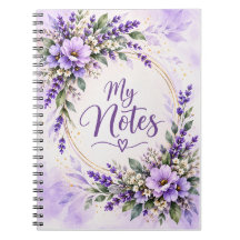 Lila Florales Spiralnotizbuch Meine Notizen