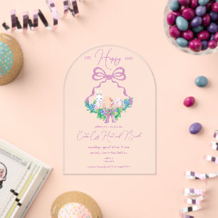 Lila florales Wappen Osterkorb Ei Hunt Brunch Acryleinladungen