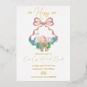 Lila florales Wappen Osterkorb Ei Hunt Brunch Folieneinladung