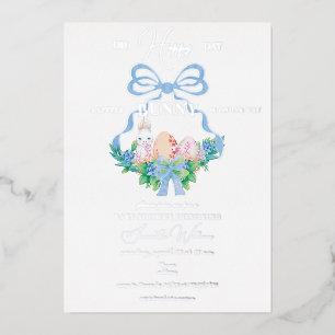 Lila Floralkrone Osterhase Junge Baby Shower Folieneinladung