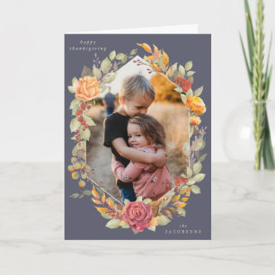 Lila Florals Erntedank Foto Karte