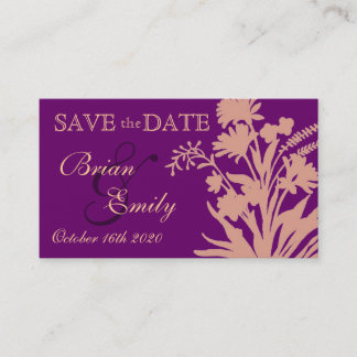 Lila, florenförmige Save the Date Visitenkarten Visitenkarte