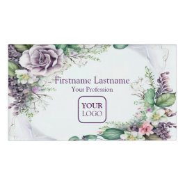 Lila florengrüne Folien Rustikal Namenschild