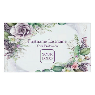 Lila florengrüne Folien Rustikal Namenschild
