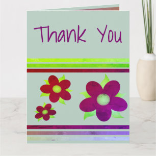 Lila Flower and Strip Dankeschön Note Card Karte