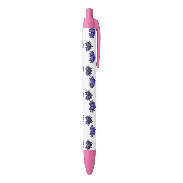 Lila Flower Hearts Kugelschreiber (Unterseite (Vertikal))