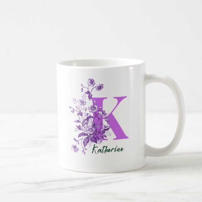Lila Flowers Illustration for Name Tasse (Rechts)