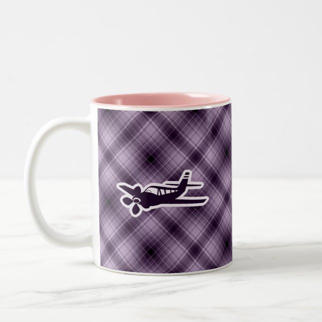 Lila Flugzeug Zweifarbige Tasse (Links)