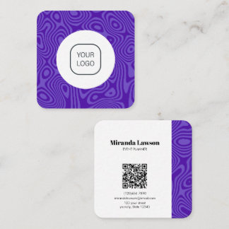 Lila Fluid Minimalist Quadratische Visitenkarte