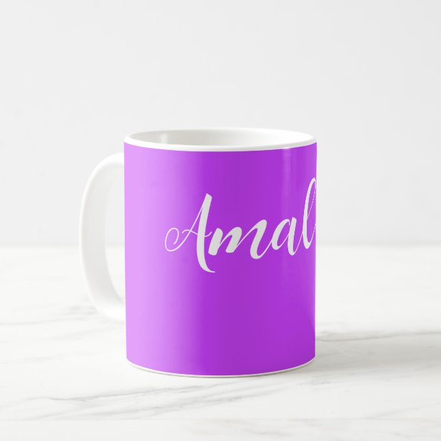 lila fluoreszierender leuchtender Neon Kaffeetasse (Vorderseite Links)