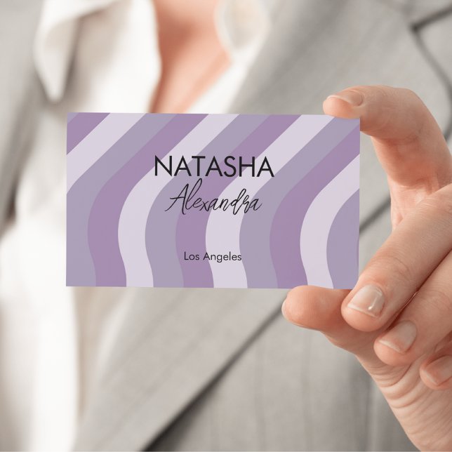 Lila Flüssigkeitsstrom Groovy Streifen Y2K Muster Visitenkarte (Von Creator hochgeladen)