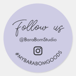 Lila Folgen Sie uns auf der Instagram Packungs-Auf Runder Aufkleber