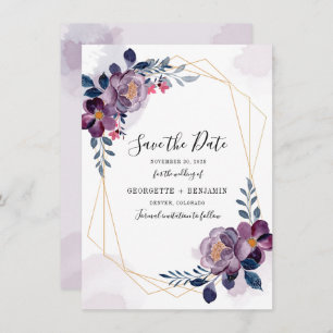 Lila Foliage-Hochzeit Save The Date