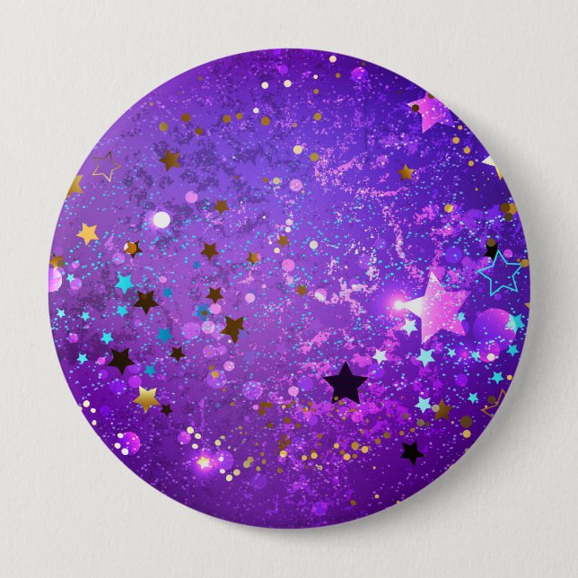 Lila Folienhintergrund mit Sternen Button (Vorderseite)