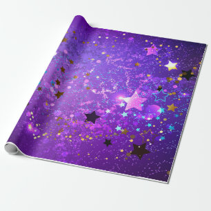 Lila Folienhintergrund mit Sternen Geschenkpapier