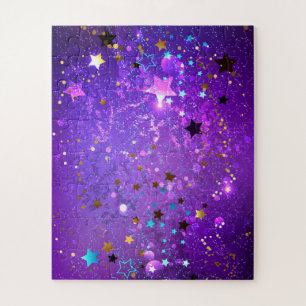 Lila Folienhintergrund mit Sternen Puzzle