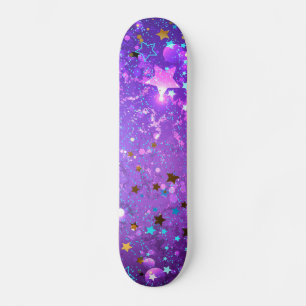 Lila Folienhintergrund mit Sternen Skateboard
