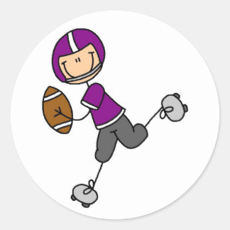 Lila Football Player-Sticker Runder Aufkleber
