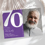 Lila Foto 70. Geburtstagsparty Einladung<br><div class="desc">Mit diesen trendigen lila Geburtstagsfeierlichkeiten schaffen Sie bei Ihrem 70. Geburtstagsbash nachhaltige Erinnerungen! Diese Einladungen mit einem großen, fetten Serif-Schriftart, der die Nummer '70', ein Foto des Geburtstagsjungen / -mädchens und eine moderne Vorlage zeigt, die leicht zu personalisieren ist, werden den Geist des Ereignisses einfangen. Mit ihrem einzigartigen Design werden...</div>