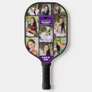 Lila Foto Collage Abschluss Geschenk für Hochschul Pickleball Schläger