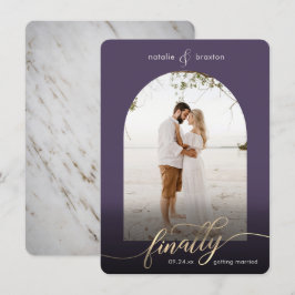 Lila Foto "Erste Schritte Verheiratet & Fenster" Save The Date