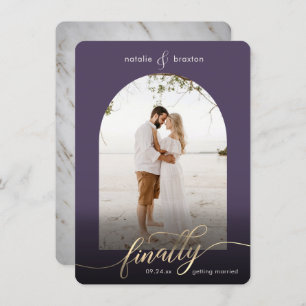 Lila Foto "Erste Schritte Verheiratet & Fenster" Save The Date