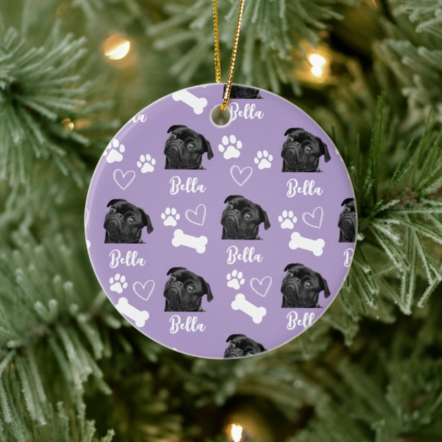 Lila Foto für  benutzerdefinierte Liebe Paw Print  Keramik Ornament (Baum)