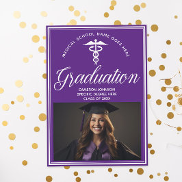 Lila Foto-Graduationspartei der Weißen Medizin Einladung