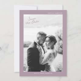 Lila Foto Hochzeit Terminankündigung Karte