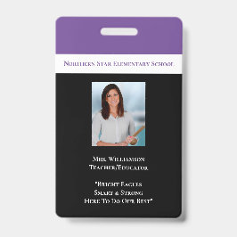 Lila Foto-ID-Lehrer für Schulmitarbeiter Ausweis