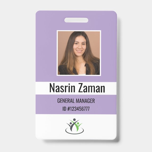 Lila | Foto Mitarbeiter-Logo oder QR CODE-Sicherhe Ausweis (Vorderseite)